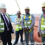 27 Nov 2014 Mayor of London Boris Johnson interacts with workers during visit to Singapore Changi Airport T4 site