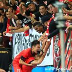 8 June 2015 Team Singapore footballers celebrate with fans during 28th SEA Games Singapore 2015..... photo print displayed in National Stadium's THE CANON SPORTING GALLERY