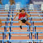11 June 2015 Jannah Wong Min of Singapore competes in Women's 100m Hurdles at 28th SEA Games Singapore 2015