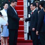 6 Nov 2015 Chinese President Xi Jinping arrives and is received by Minister Heng Swee Keat at Singapore Changi Airport for official state visit
