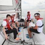 16 June 2016 - Minister Grace Fu sails a SB-20 at Singapore NSC during Ministerial visit to Olympic Squad