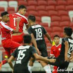 23 June 2018 Irfan Fandi of Young Lions heading clear the ball during the 2018 Singapore Premier League match between Young Lions and Home United at the Singapore National Stadium