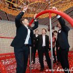 3 Aug 2018 Minister Ng Chee Meng and Minister Koh Boon Wan on top of Chandelier, an installation playground, during CAG Singapore Changi Airport T4 Official Opening