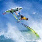 11 April 2007 Pro windsurder in wave action at Hookipa Maui Hawaii USA